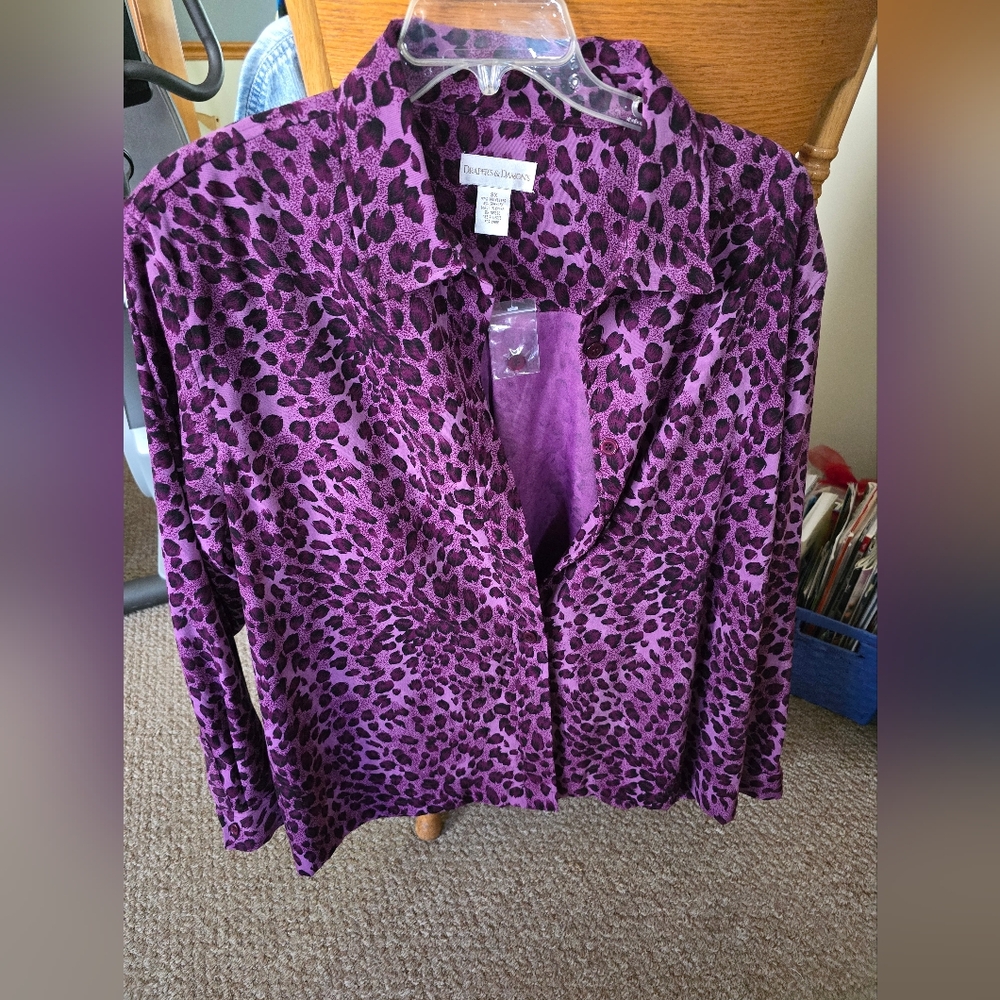 Women’s Vintage Lane Bryant purplish leopard print Jacket Size 3x